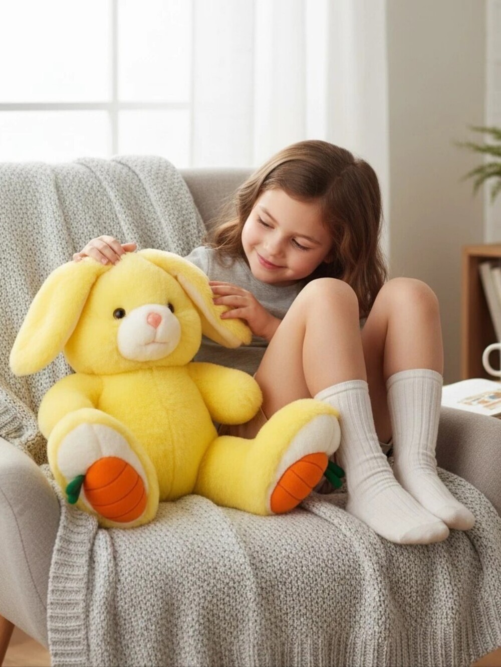 Yellow Plush Bunny with Carrot Feet